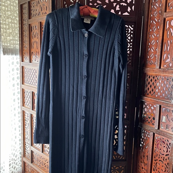 david brooks Dresses & Skirts - Vintage 1970’s David Brooks Black Long Sleeve Button-Down Dress/Cardigan.